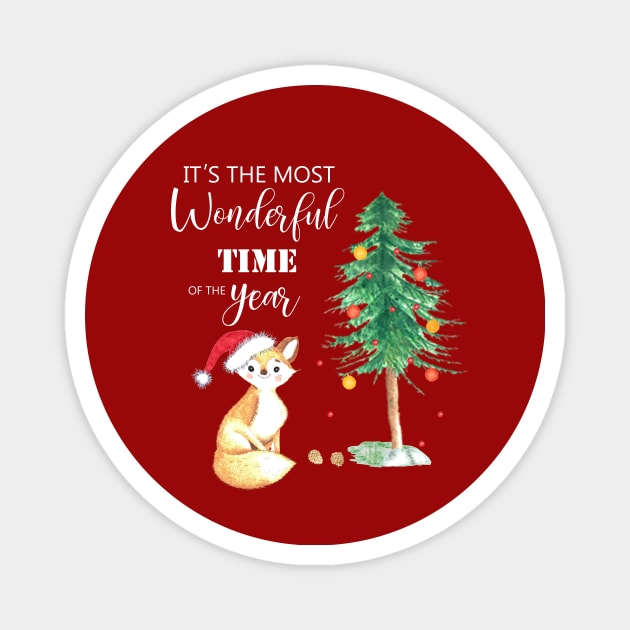 It's the most wonderful time of the year christmas fox and tree Magnet by LatiendadeAryam